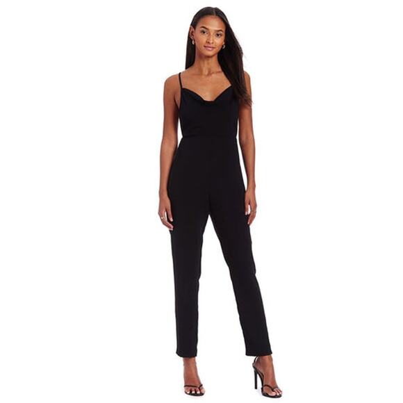 Amanda Uprichard Janet Jumpsuit Overall with Tie Back Black Solid Size XS - Picture 1 of 13